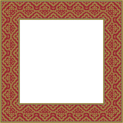 Vintage stylish square frame retro golden curve cross frame flower pattern