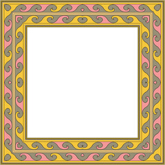 Vintage pattern stylish square frame spiral curve wave cross