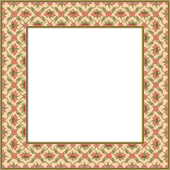 Vintage pattern stylish square frame botanic garden plant flower leaf