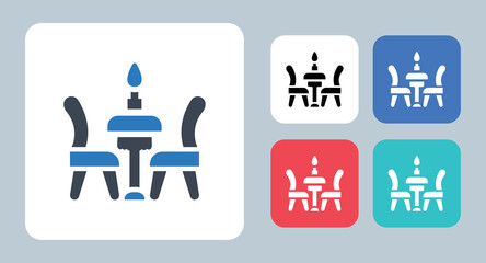 Dinner icon - vector illustration . dinner, Dining, table, Restaurant, food, Lunch, Romantic, love, Candle, light, sign, symbol, flat, icons .