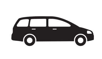 Station wagon car icon, black on white background