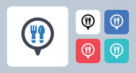 Restaurant Location icon - vector illustration . Find, search, restaurant, Location, map, pin, pointer, Food, Delivery, Destination, sign, symbol, flat, icons .