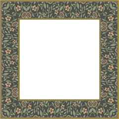 Vintage pattern stylish square frame botanic garden plant flower leaf