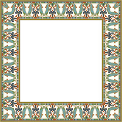 Obraz premium Vintage pattern stylish square frame botanic garden plant bird parrot