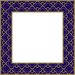 Vintage pattern stylish square frame retro golden scale curve cross