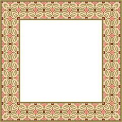 Vintage pattern stylish square frame botanic garden, flower leaf