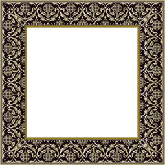 Vintage pattern stylish square frame botanic garden flower leaf