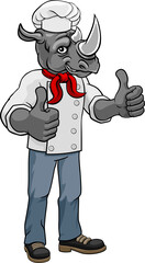 Rhino Chef Mascot Cartoon Character