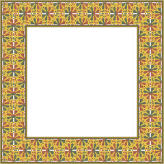 Vintage botanic garden retro pattern stylish square frame