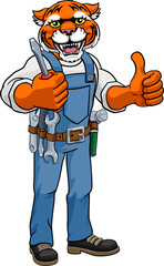 Tiger Electrician Handyman Holding Screwdriver