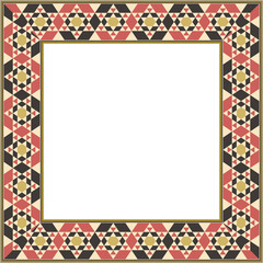 Vintage pattern stylish square frame polygon geometry star triangle cross