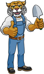 Wildcat Gardener Gardening Animal Mascot