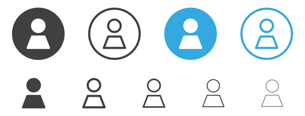profile user icon, login account icon sign - male person profile avatar symbol in circle, follower, Friend, people, users icon
