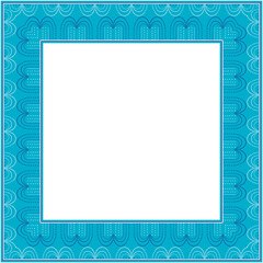 Vintage pattern stylish square frame blue curve dot line