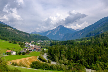 Fototapeta na wymiar Swiss mountains landscape (view from the Bernina Express)