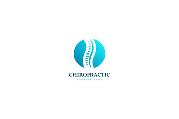 Flat chiropractic spine icon logo design vector illustration idea - obrazy, fototapety, plakaty