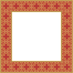 Vintage pattern stylish square frame golden curve cross dot line