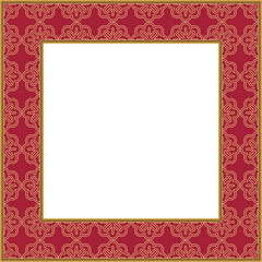 Vintage pattern stylish square frame golden curve cross line