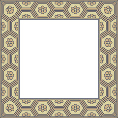 Vintage pattern stylish square frame polygon cross line flower
