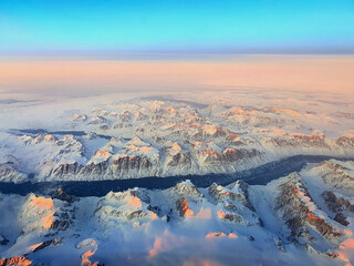 A fjord in Greenland at sunset