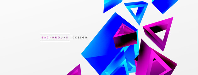 Triangle abstract background. 3d vector basic shape technology or business concept composition. Trendy techno business template for wallpaper, banner, background or landing