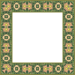 Vintage pattern stylish square frame botanic garden flower leaf