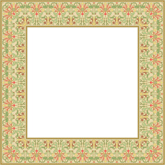 Fototapeta premium Vintage pattern stylish square frame botanic garden flower leaf