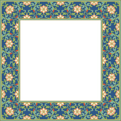 Vintage pattern stylish square frame botanic garden flower leaf