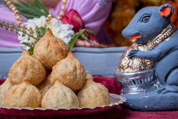 Ganesh Puja - Sweet Modak food offered on Ganpati festival or Chaturthi in India
