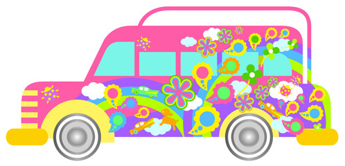 サイケデリックなラッピングバス