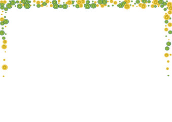 Bright Lemon Background White Vector. Citrus Vitamin Set. Green Half Lime. Juicy Juice Decoration.