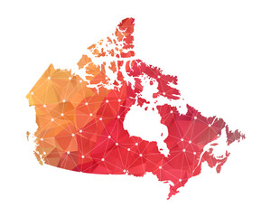 Canada Map - Abstract geometric rumpled triangular low poly style gradient graphic on white background , line dots polygonal design for your . Vector illustration eps 10.