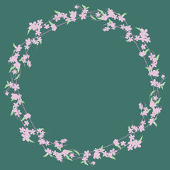 Decorative floral wreath from flowering branches of cherry tree