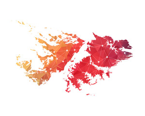 Falkland Islands Map - Abstract geometric rumpled triangular low poly style gradient graphic on white background , line dots polygonal design for your . Vector illustration eps 10.