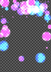 Blur Spot Background Transparent Vector. Bokeh Decoration Illustration. Shiny Template. Pink Ball Magic Texture. Purple Spark.