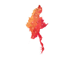 Myanmar Map - Abstract geometric rumpled triangular low poly style gradient graphic on white background , line dots polygonal design for your . Vector illustration eps 10.