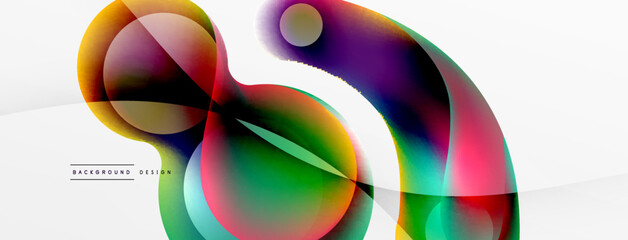 Fluid abstract background. Liquid color gradients composition. Round shapes and circle flowing design for wallpaper, banner, background or landing