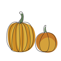 Outline of a pumpkins with bright abstract elements.
