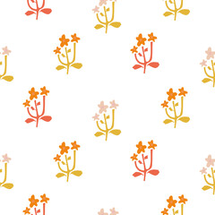 Seamless Pattern Abstract Organic Pattern Plants Fruit Branches Paper Cut Matisse Style