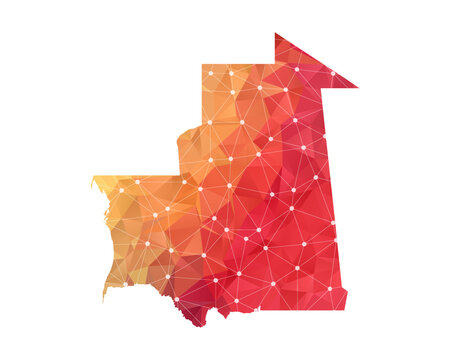 recommend clip art: Mauritania Map - Abstract geometric rumpled triangular low poly style gradient graphic on white background , line dots polygonal design for your . Vector illustration eps 10.