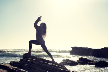 Yoga woman on the beach.  © Elena Ray
