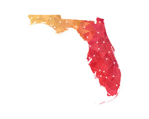 Florida Map - Abstract geometric rumpled triangular low poly style gradient graphic on white background , line dots polygonal design for your . Vector illustration eps 10.