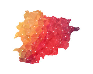 Andorra Map - Abstract geometric rumpled triangular low poly style gradient graphic on white background , line dots polygonal design for your . Vector illustration eps 10. - obrazy, fototapety, plakaty