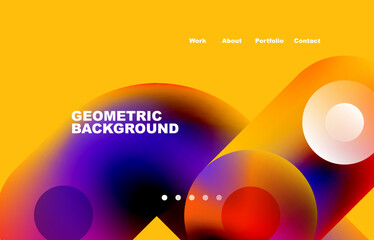 Website landing page abstract geometric background. Circles and round shapes. Web page for website or mobile app wallpaper