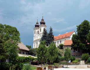 Benedictine abbey in Tihany, Hungary. - obrazy, fototapety, plakaty