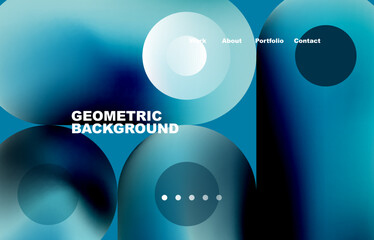 Website landing page abstract geometric background. Circles and round shapes. Web page for website or mobile app wallpaper