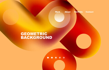 Circles and round shapes landing page abstract geometric background. Web page for website or mobile app wallpaper