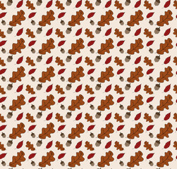 Seamless pattern of autumn leaves. Red and yellow colors