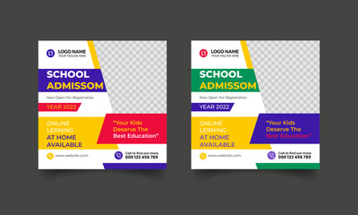 education school admission social media post & back to school flyer poster layout template. 
