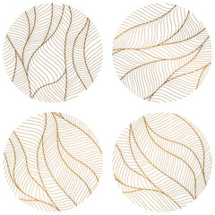 Obraz premium Set of abstract design. Circle dynamic waves and lines. Hand drawn simple shapes. 
